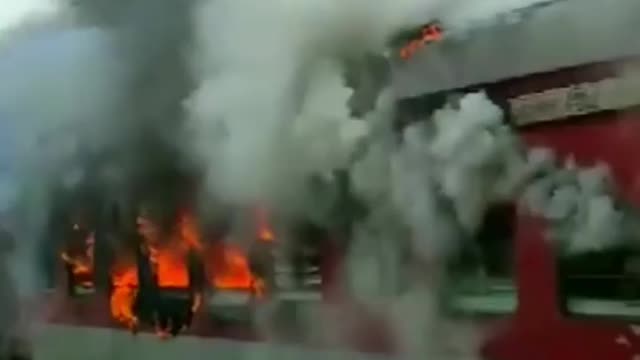 Fire breaks out in an empty train