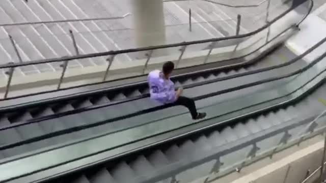 When this man is late for work, he does crazy things