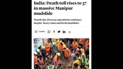 Torrential rain & mudslides killed 37 people dozens missing in Manipur, India