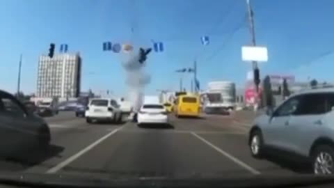 Another video of a russian rocket fragment falling in Kyiv. Miraculously no one got hurt