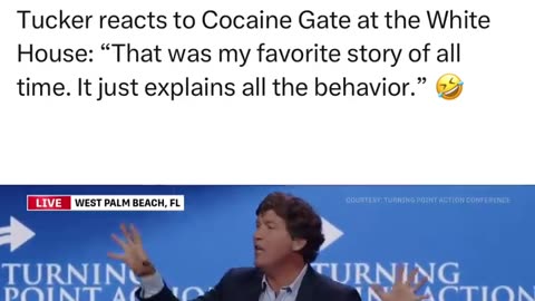 Tucker Carlson reacts to Cocaine gate at the White House. Turning Point Action 2023