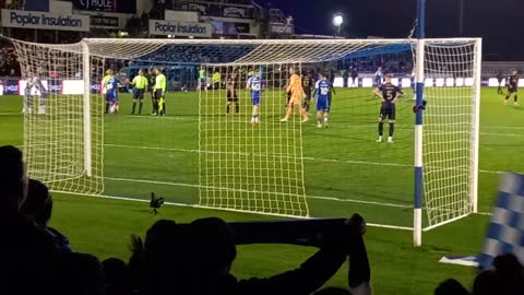 BRISTOL ROVERS FANS CELEBRATE AFTER BEATING PETERBOROUGH 1-0.