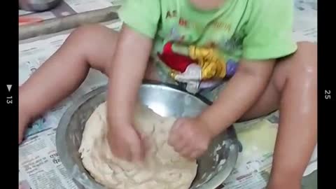 Cute Indian girl, How to pie dough?