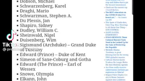 Illuminati member leaks members of their Committee of 300 Leaders of theirDeath Cult
