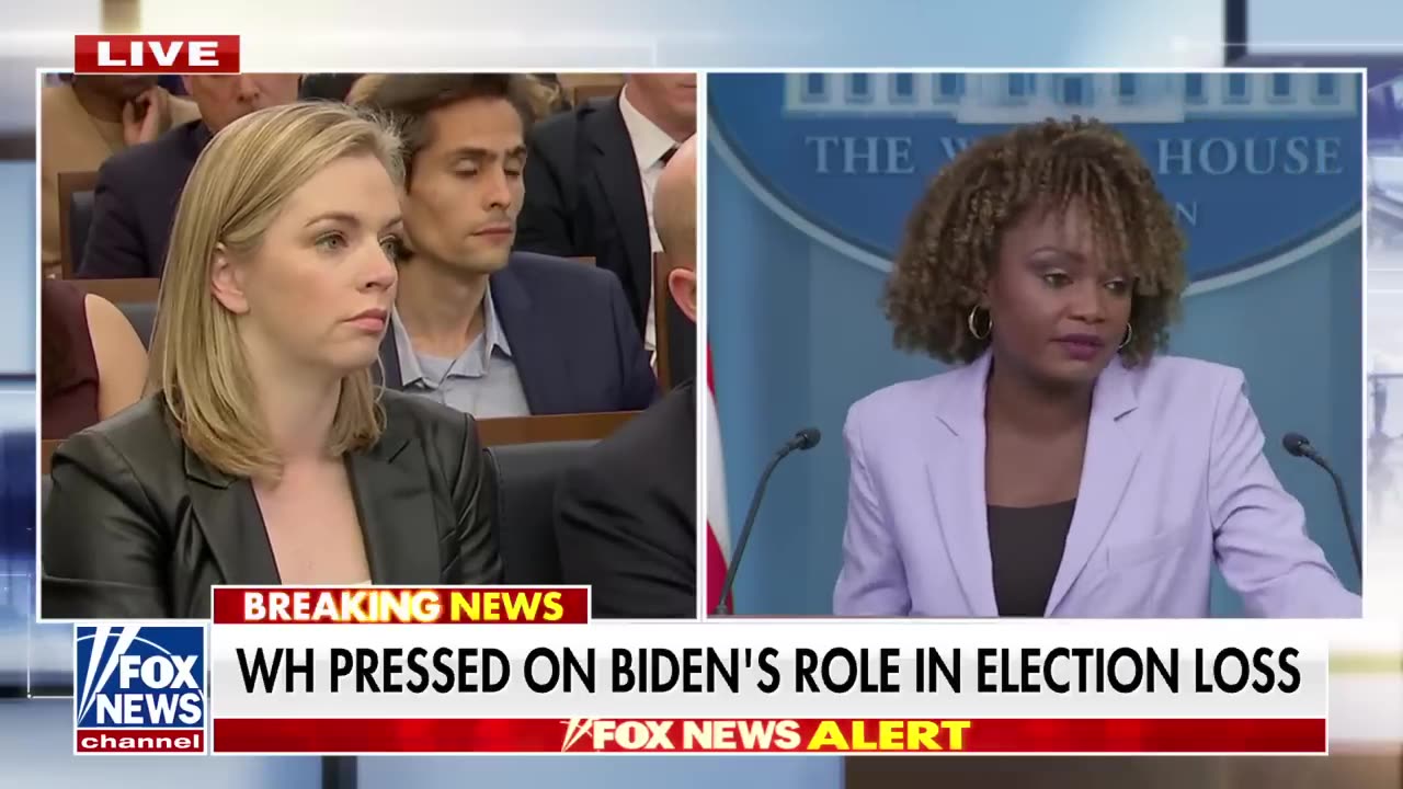 Karine Jean-Pierre confronted on Biden's alleged role in Harris' loss