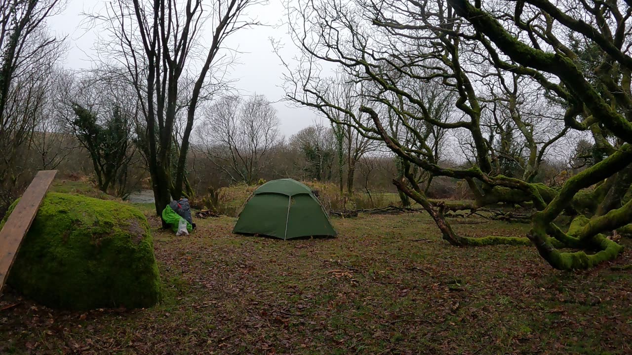 Putting a ground sheet and staking out the tent. Speedlapse. Dartmoor 20th March 2023