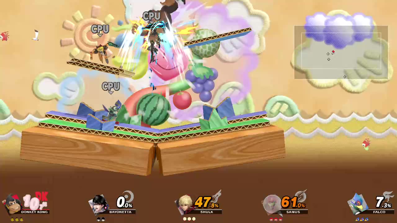 Donkey Kong Vs Bayonetta Vs Shulk Vs Samus Vs Falco on Super Happy Tree (Super Smash Bros Ultimate)