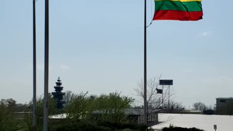 Flags waving