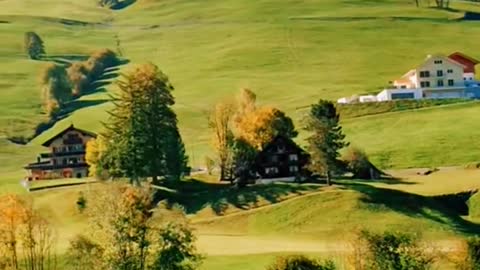 How beautiful the Swiss landscape is 🇨🇭⛰️🏡