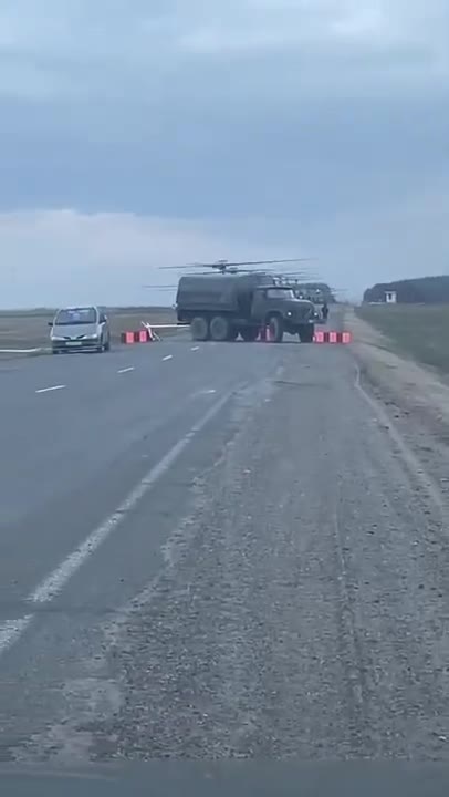 20 km from the Belarusian-Ukrainian border, is blocked. Helicopters take off from it.