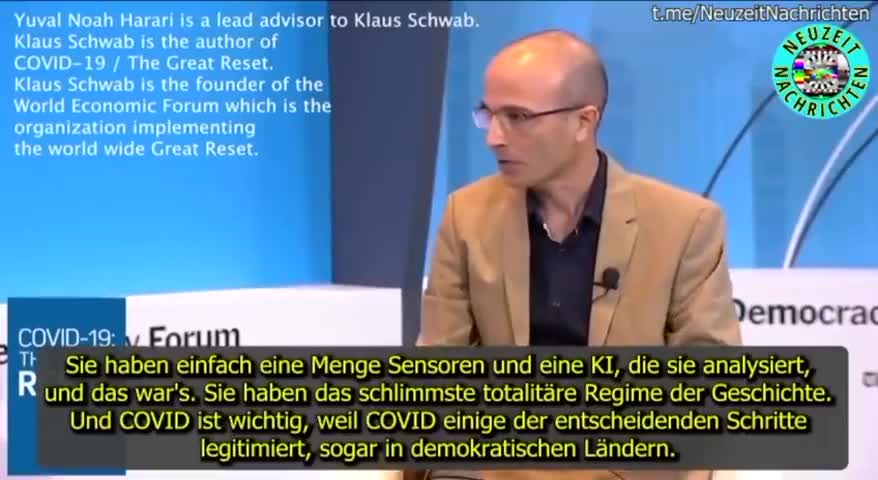 2022 Israeli Yuval Harari explains Covid is a legitimation of important steps towards Great reset