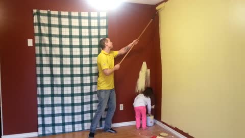 Daddy & Daughter Team "work it" to painting 