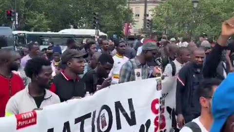 Illegal African immigrants protested against RN in Paris yesterday