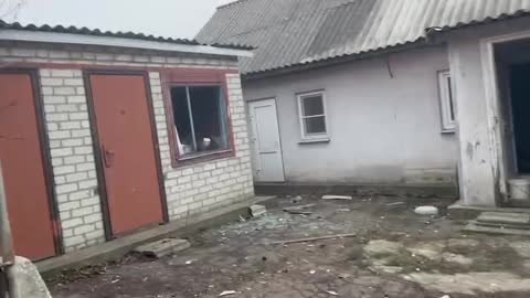 Elenovka, a house is on fire after the shelling of the Ukrainian Army.