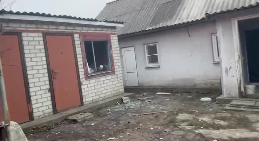 Elenovka, a house is on fire after the shelling of the Ukrainian Army.