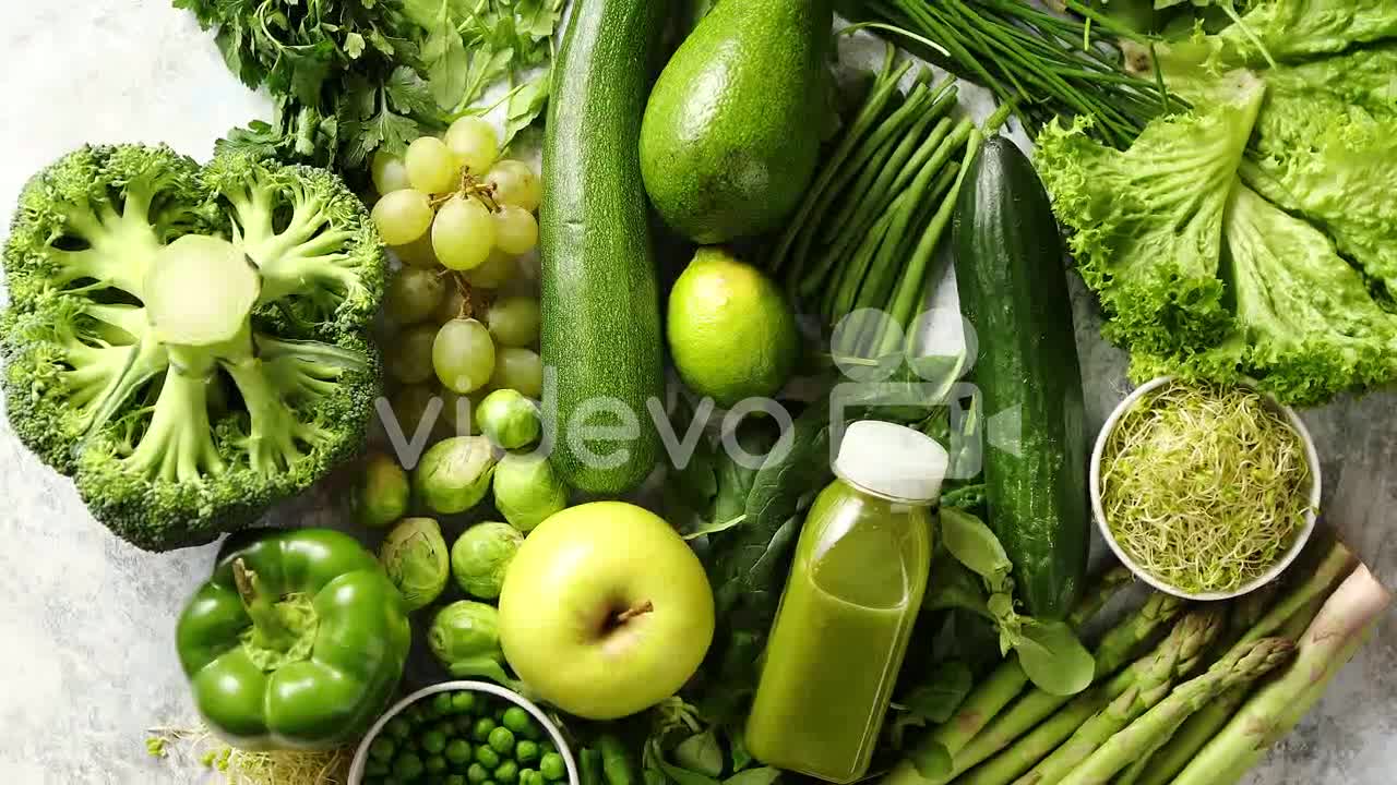 Assortment of fresh organic antioxidants Green fruits and vegetables-Assortment of fresh organic ant