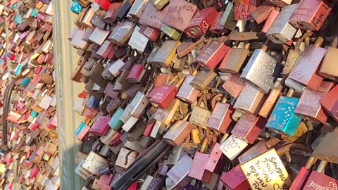 The beautiful city of Cologne, Germany, on the bridge of lovers