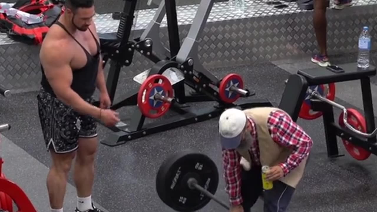 Grandpa explaining how weights are carried in the Gym