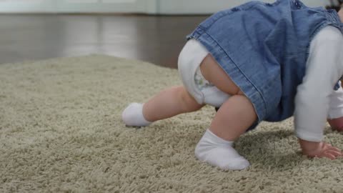 Cute baby Girl Try To walk on knee