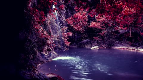 Lake landscape and trees with soft music