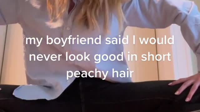 my boyfriend said I would never look good in short peachy hair