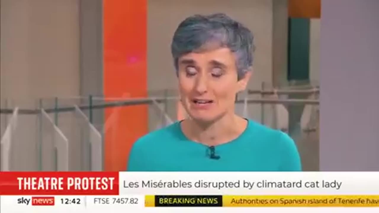 Climate PSYCHO actor fake cry cat lady leads protest at Les Miserables