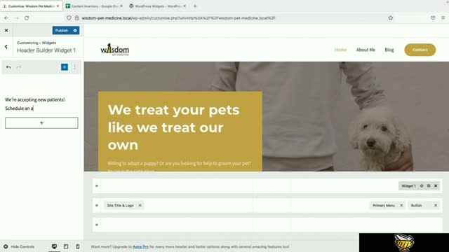 Customizing the site using widgets-blocks