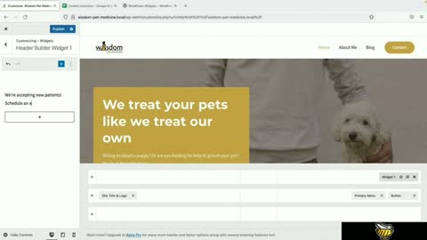 Customizing the site using widgets-blocks