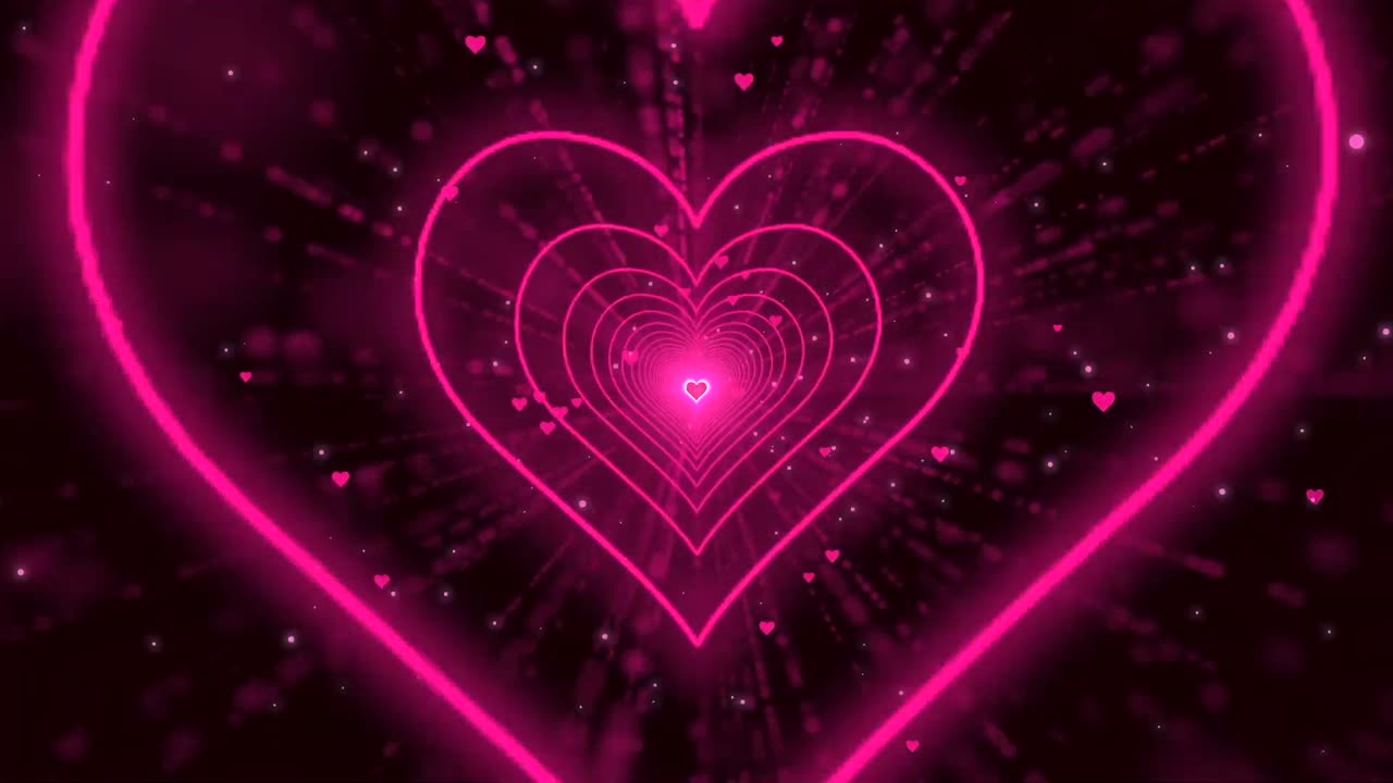 120. Heart Tunnel💖Pink Heart Background Neon Heart Background Video
