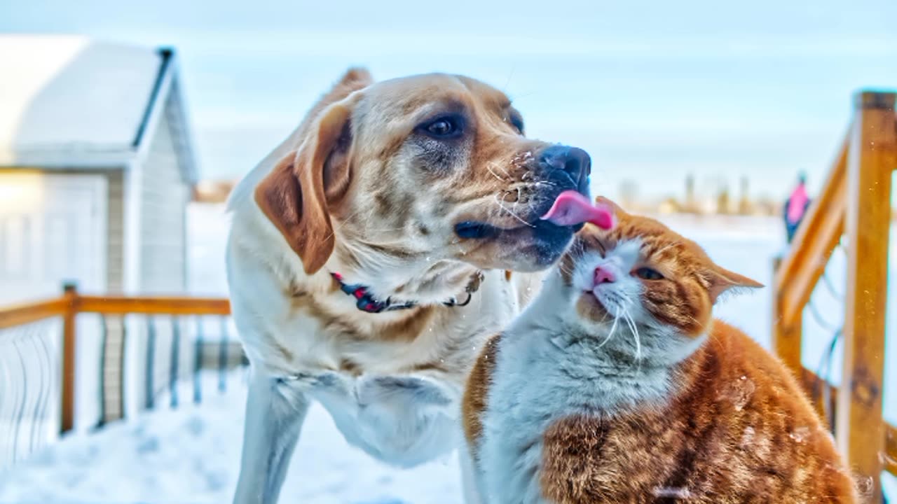 funny cat& dog😄😄😄😄😄