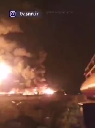 Iran Reports of explosions and a massive fire in a chemical warehouse on Kum Hishen Road