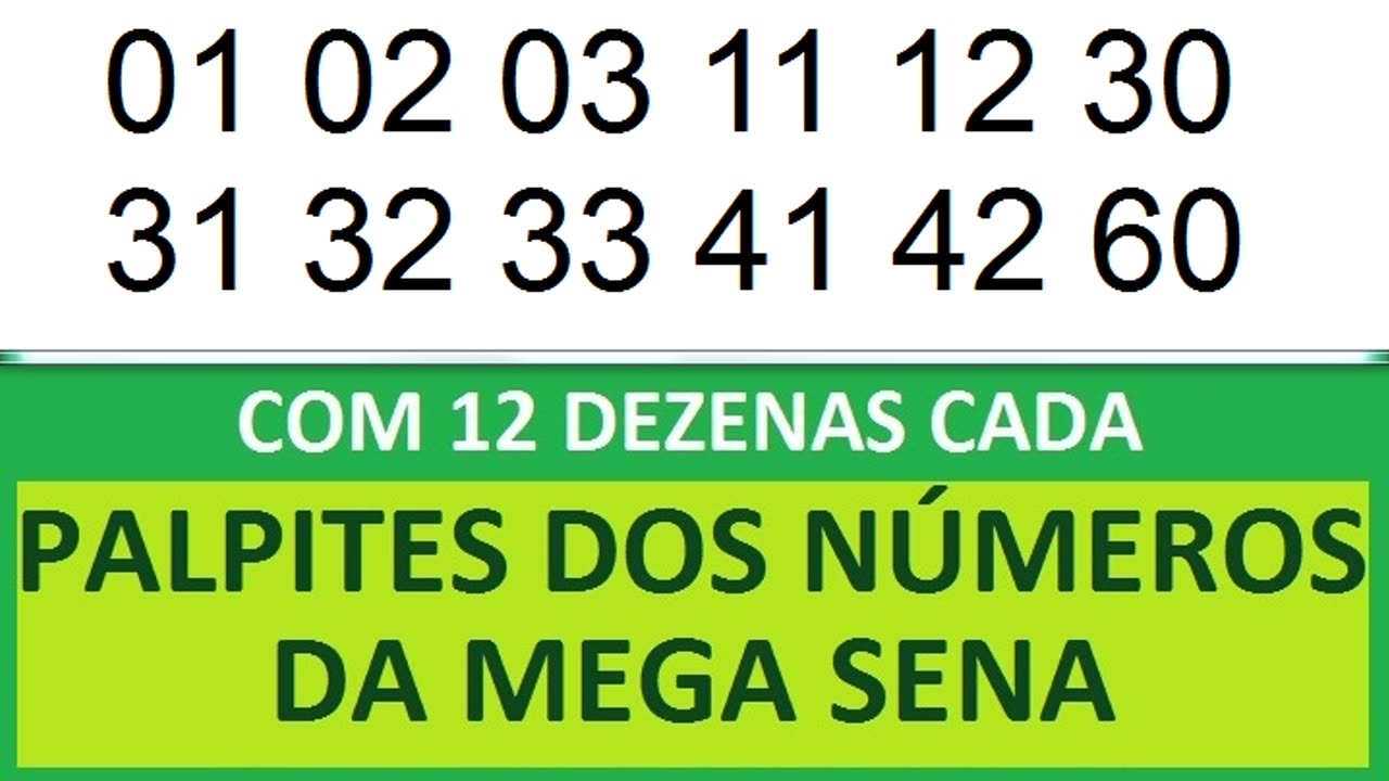 PALPITES DOS NÚMEROS DA MEGA SENA COM 12 DEZENAS ka kb kc kd ke kf kg kh ki kj kk kl