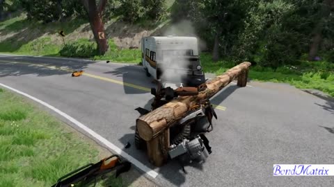 Car vs LOG TRAP - BeamNG Drive