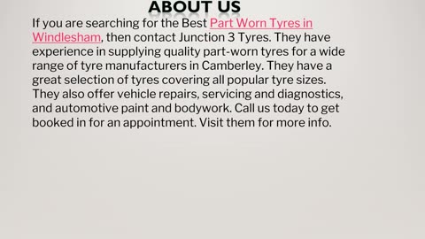 Best Part Worn Tyres in Windlesham