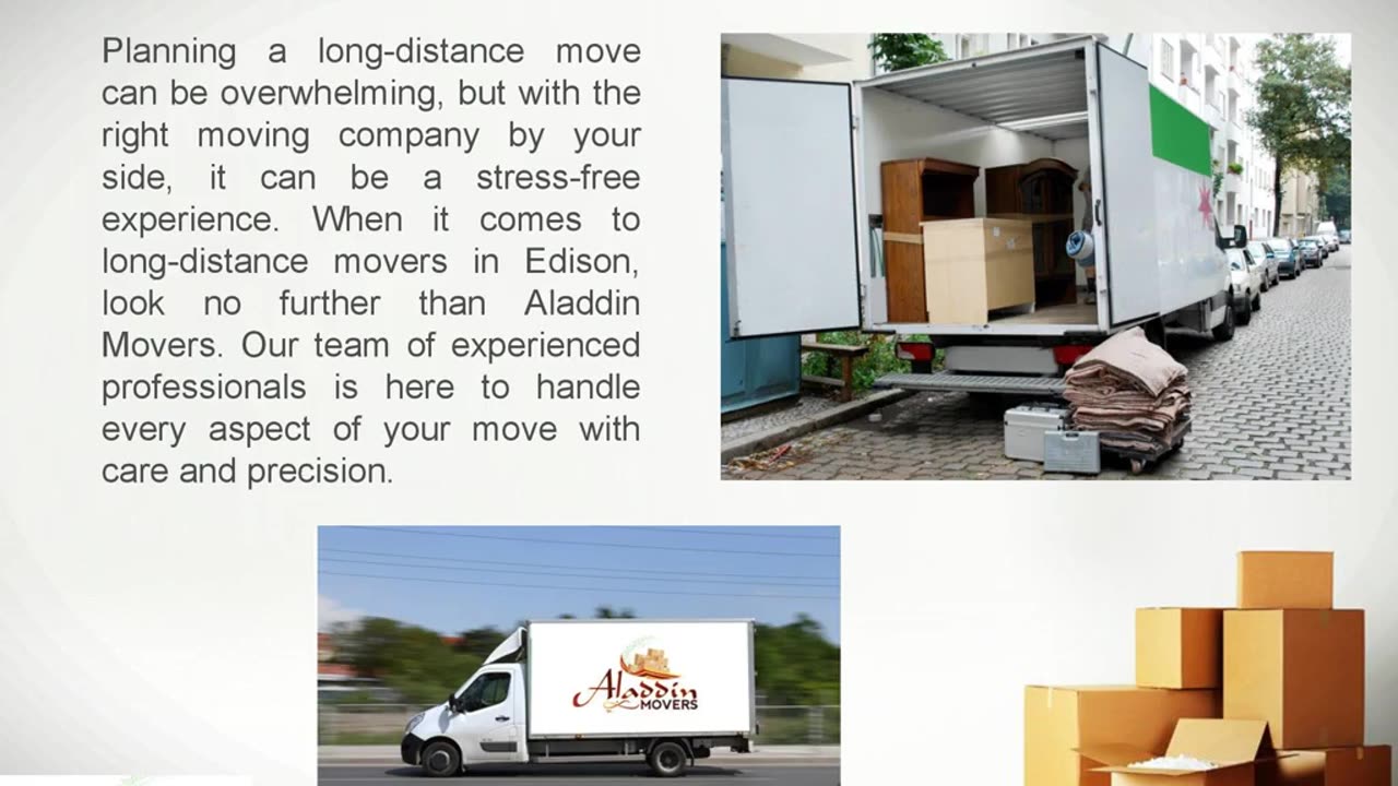 Reliable Long Distance Movers in Edison: Aladdin Movers