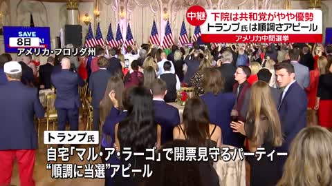 【アメリカ中間選挙】下院は共和党やや優勢 トランプ氏は順調さアピールも…