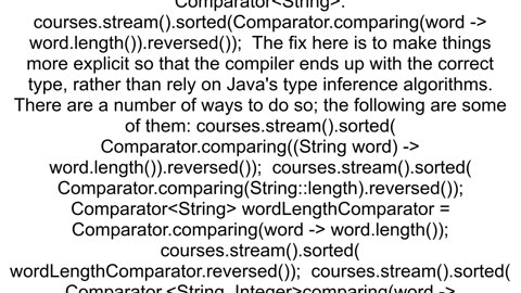 Compilation error when using a reversed comparator and sorting a stream