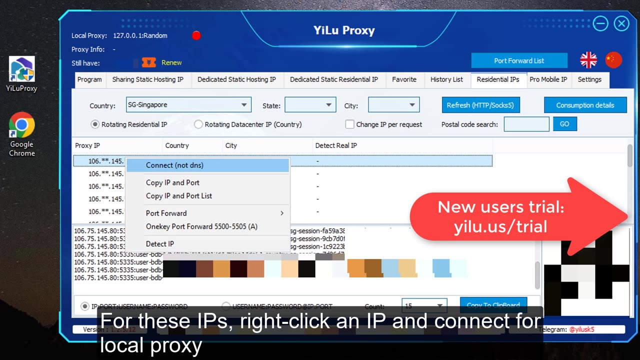 Get Cheap Singapore Proxy IP Address from yilu.us