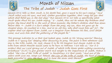 The Month of Nissan - Tribe of Judah - Judah Goes First