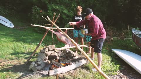 Cook a whole Lamb over an open fire (Lamb al Asador). From Basic Dad