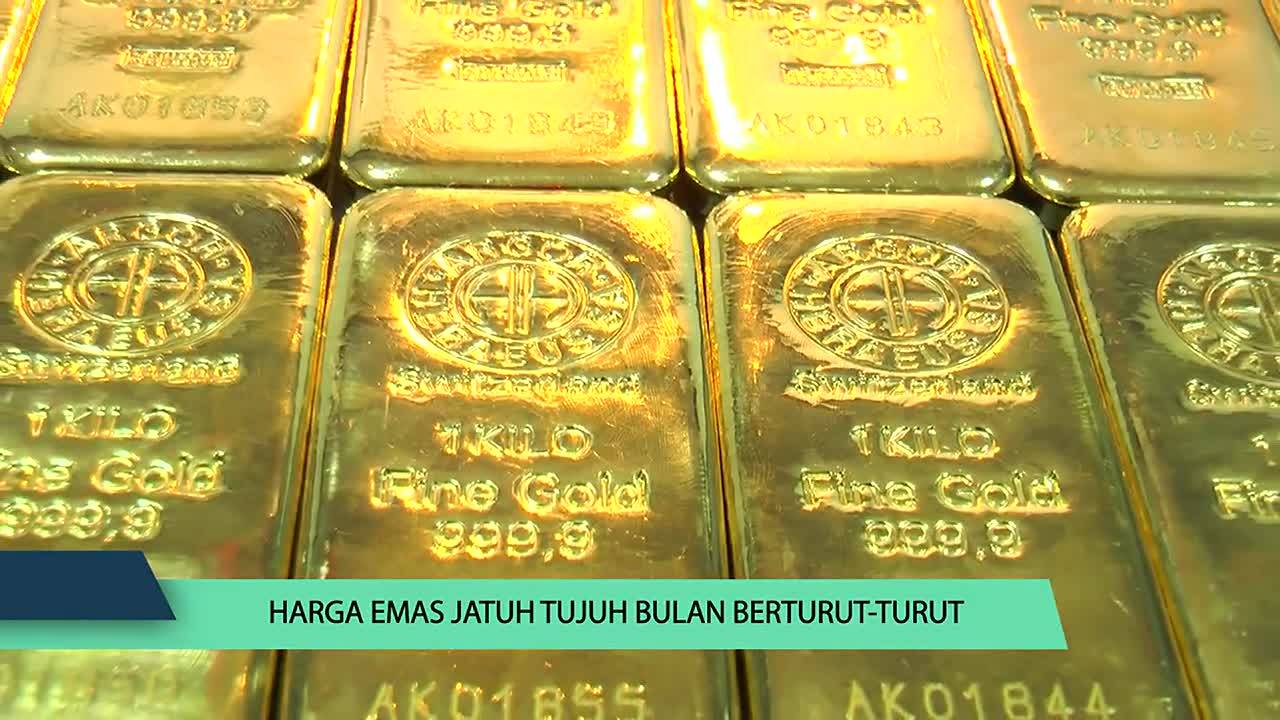 Harga Emas Jatuh Tujuh Bulan Berturut-Turut