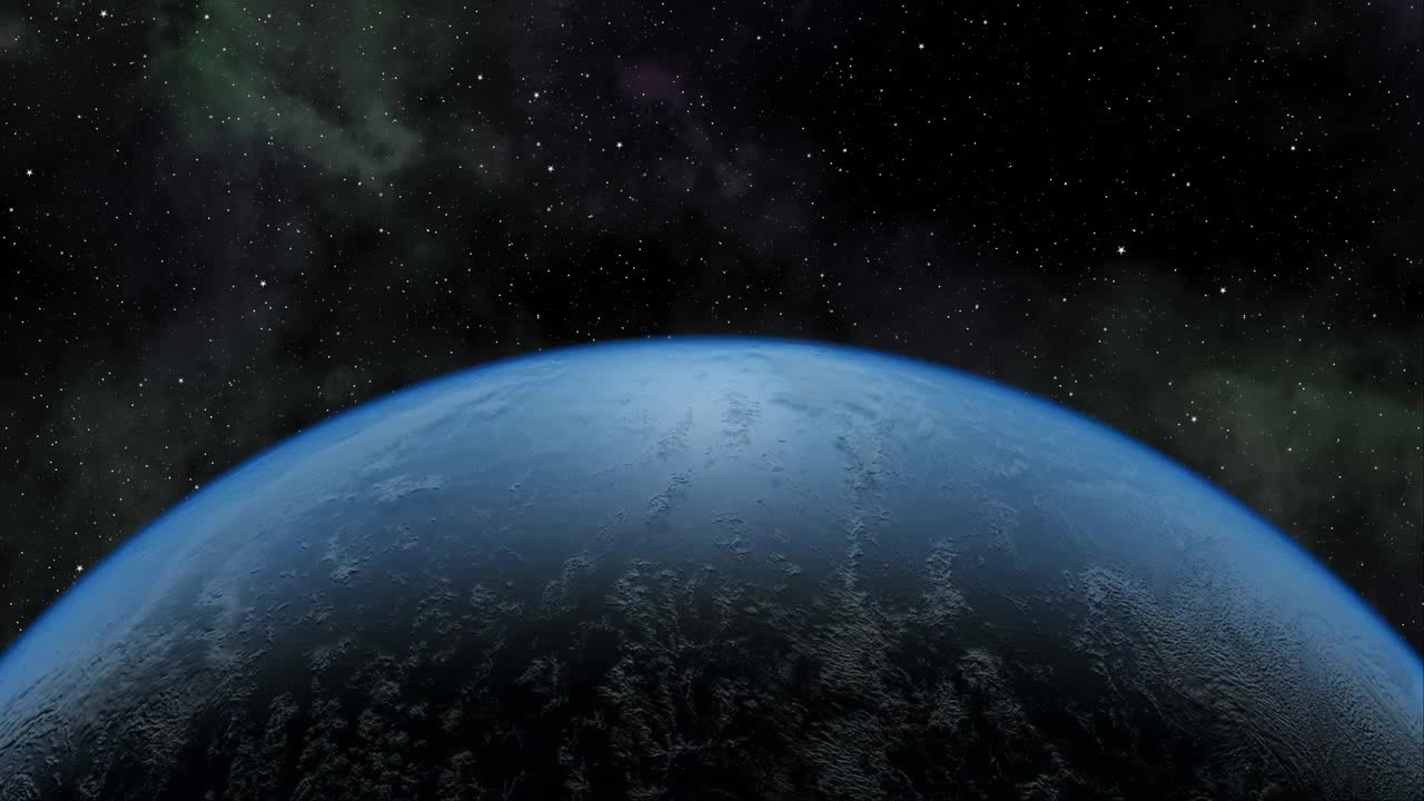 Planet earth rotates in starry heavens (loop)