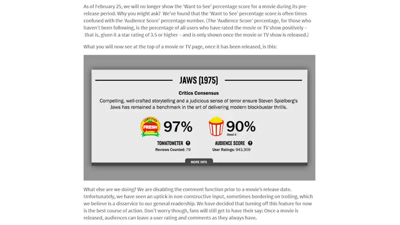 You're No Longer Allowed To Leave Comments On Movies On Rotten Tomatoes Before Release