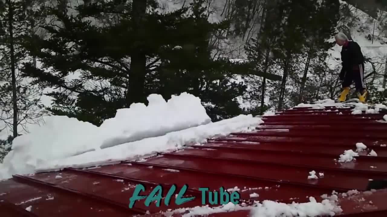 Awesome Roof Snow Removal Tools ! Amazing Snow Sliding Off The Roof