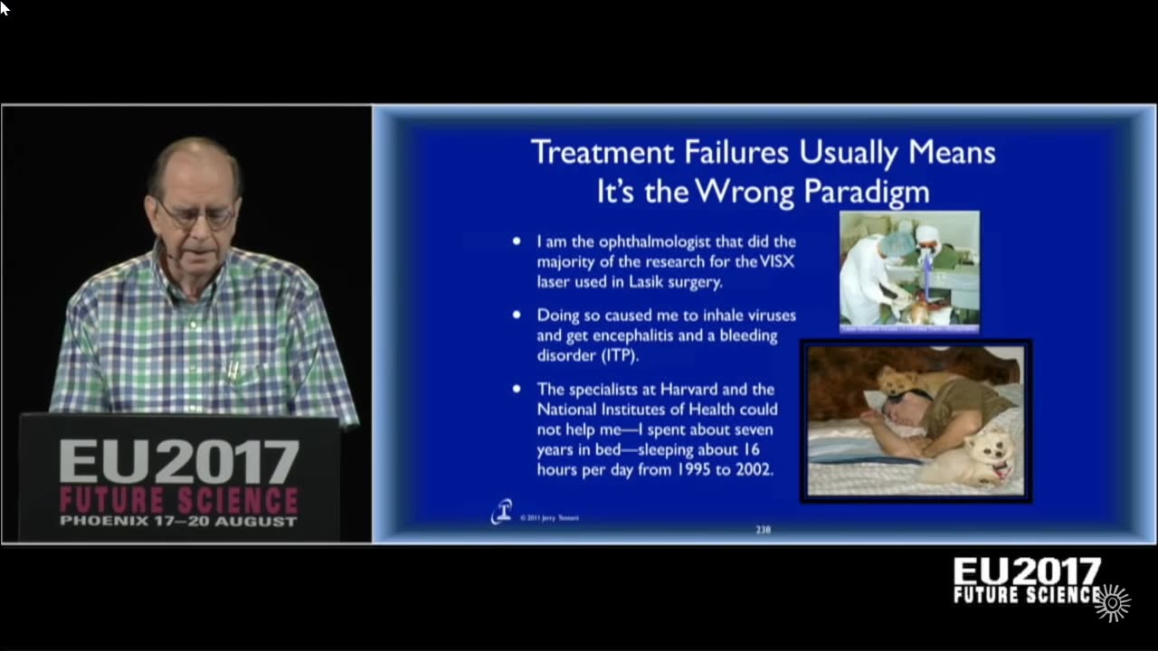 EU2017-AUG-18 Talk by Doctor Tells of Virus' Inhaled thru Mask During Procedures, In approx 1990 Gets Encephalitis