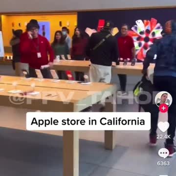 Employees & Customers Watch as Thieves Steal from an Apple Store