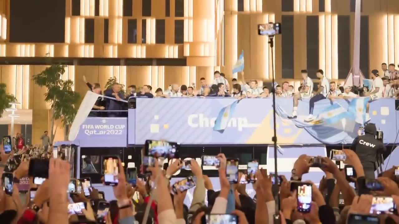 World Cup champions Argentina parade through Doha with trophy AFP