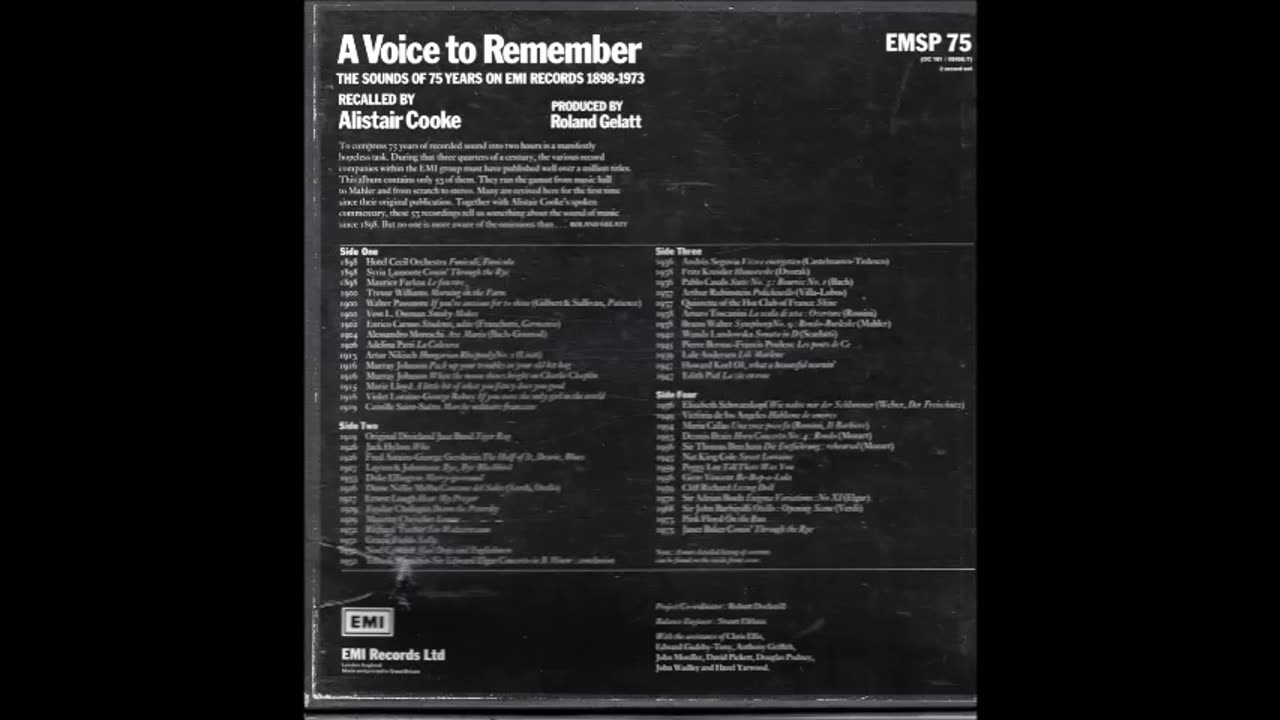 A Voice to Remember (Part 2)-75 Years of EMI (1898-1973) Narrated by Alistair Cooke