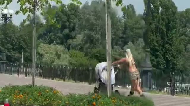 Stoller Pushed by Gliding Roller Skater
