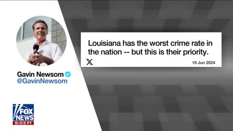 Gavin Newsom attacks Louisiana for prioritizing putting the Ten Commandments in schools